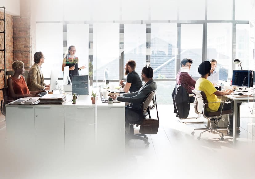 Our team working together in a modern office